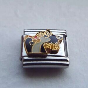 Enamel tom cat eating pizza 9mm stainless steel italian charm bracelet link new